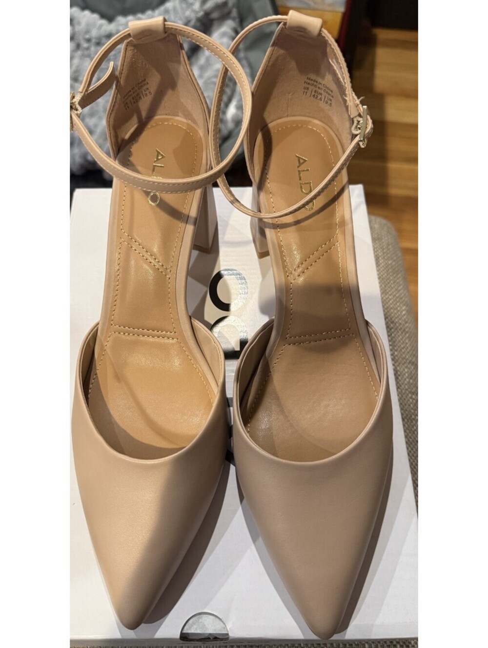 Womens ALDO Jan Beige Leather Shoes Heels 11M